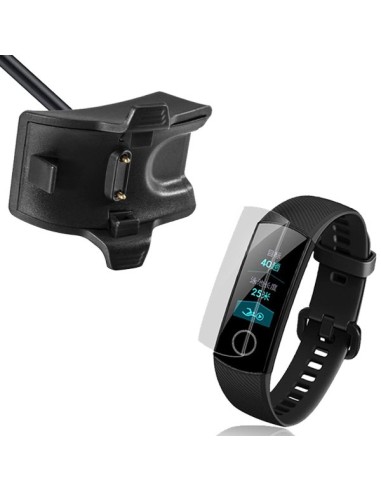 Kit Carregador Usb Charger + Película Protectora Ecrã Gel Full Cover para Huawei Honor Band 4