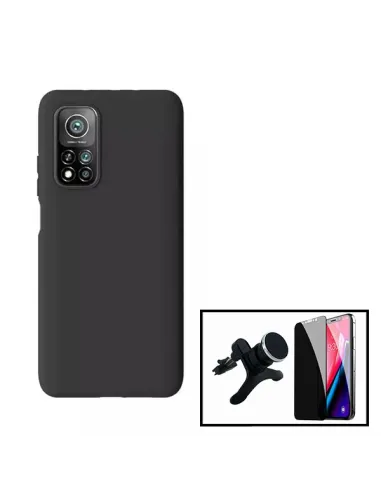 Kit Vidro Anti-Spy + Capa Silicone Líquido + Suporte Magnético Reforçado para Xiaomi Mi 10T 5G