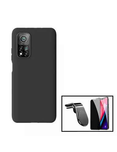 Kit Vidro Anti-Spy + Capa Silicone Líquido + Suporte Magnético L para Xiaomi Mi 10T 5G