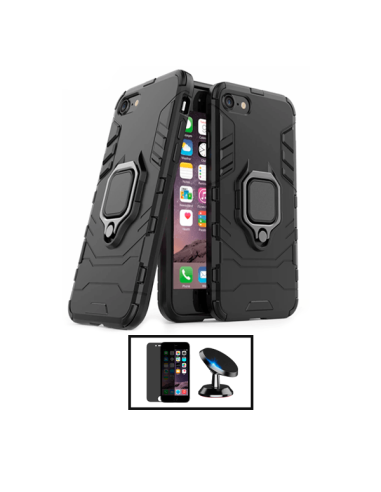 Kit Película 5D Anti-Spy + Capa 3X1 Military Defender + Suporte Magnético de Carro para Apple iPhone SE 2022 - Preto