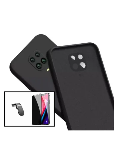 Kit Vidro Anti-Spy + Capa Silicone Líquido + Suporte Magnético L para Xiaomi Poco M2