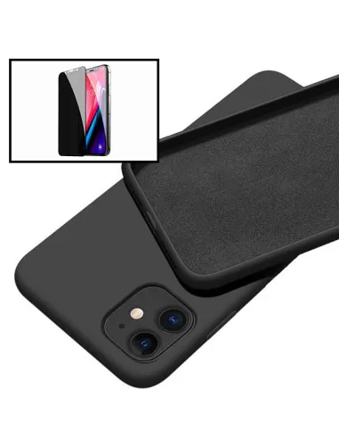 Kit Vidro Anti-Spy + Capa Silicone Líquido para iPhone 12