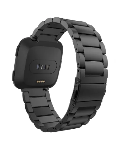 Bracelete Aço Stainless Lux para Fitbit Versa / Versa Lite / Versa lite / Versa 2 - Preto