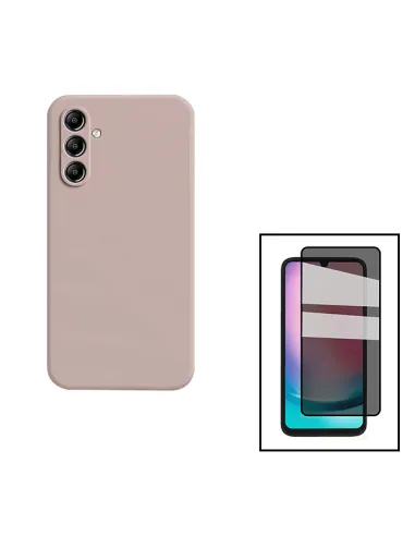 Kit Vidro Anti-Spy + Capa Silicone Líquido para Samsung Galaxy A24 4G - Rosa