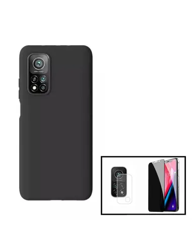 Kit Vidro Anti-Spy + Película de Câmara Traseira + Capa Silicone Líquido para Xiaomi Mi 10T 5G