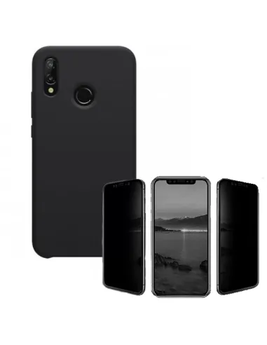 Kit Película de Vidro anti-spy + Capa Silicone Líquido para Huawei P20 Lite