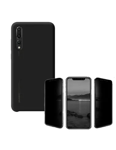 Kit Película de Vidro anti-spy + Capa Silicone Líquido para Huawei P20 Pro