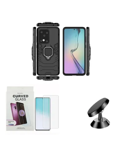 Kit Película Curved UV + Capa Military + Suporte Magnético para Samsung Galaxy S20