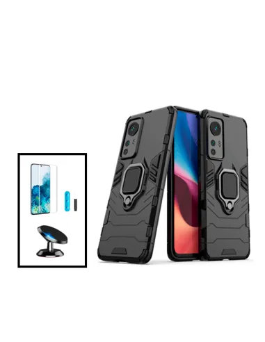 Kit Película Curved UV + Capa Military + Suporte Magnético para Xiaomi 12 - Preto