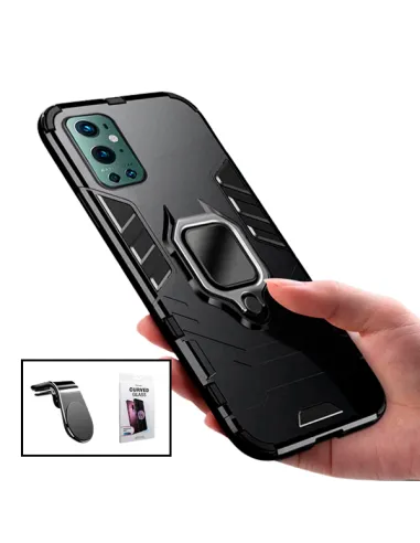 Kit Película Curved UV + Capa Military + Suporte Magnético L para OnePlus 9 Pro