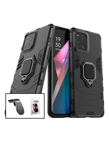 Kit Película Curved UV + Capa Military + Suporte Magnético L para Oppo Find X3