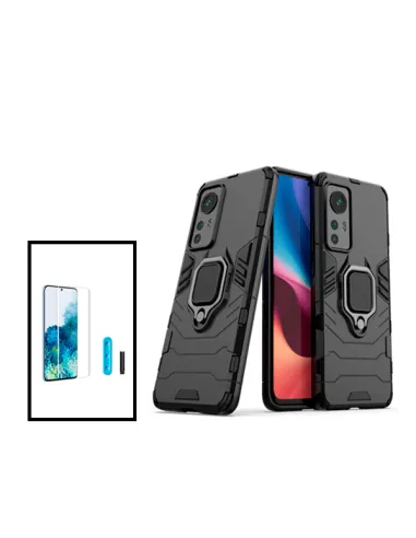 Kit Película Curved UV + Capa Military para Xiaomi 12 Pro - Preto