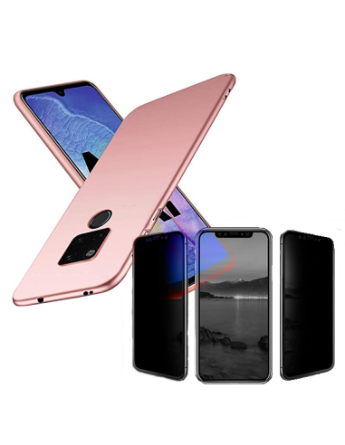 Kit Película 5D Anti-Spy + Capa SlimShield para Huawei Mate 20 - Rosa