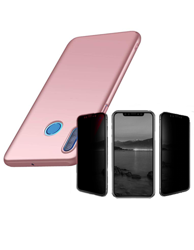 Kit Película 5D Anti-Spy + Capa SlimShield para Huawei P30 Lite New Edition - Rosa