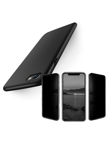 Kit Película 5D Anti-Spy + Capa SlimShield para iPhone SE New 2020 - Preto