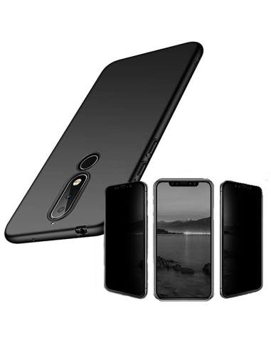 Kit Película 5D Anti-Spy + Capa SlimShield para Nokia X6 - Preto