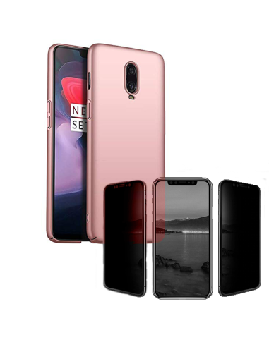 Kit Película 5D Anti-Spy + Capa SlimShield para onePlus 6T - Rosa