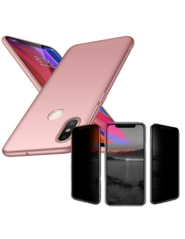 Kit Película 5D Anti-Spy + Capa SlimShield para Xiaomi Mi 8 - Rosa