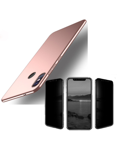 Kit Película 5D Anti-Spy + Capa SlimShield para Xiaomi Mi Max 3 - Rosa