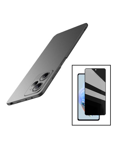 Kit Película 5D Anti-Spy + Capa SlimShield para Xiaomi Redmi 12 5G - Preto
