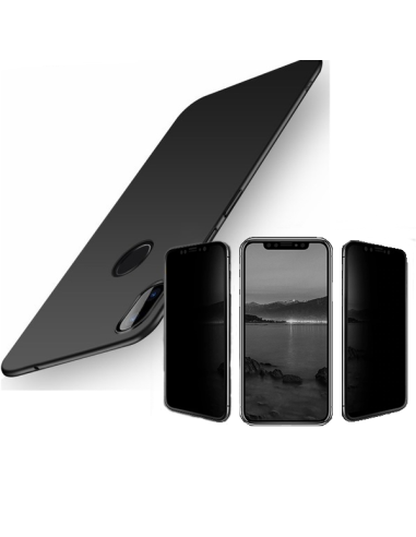 Kit Película 5D Anti-Spy + Capa SlimShield para Xiaomi Redmi 7 - Preto