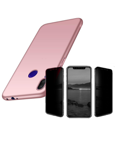 Kit Película 5D Anti-Spy + Capa SlimShield para Xiaomi Redmi 7 - Rosa