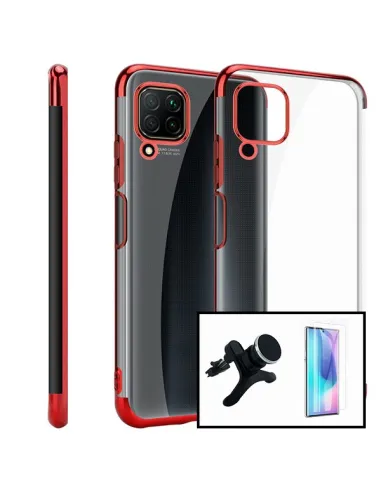 Kit Película Curved UV + Capa SlimArmor + Suporte Magnético Reforçado para Xiaomi Mi Note 10 Lite - Vermelho