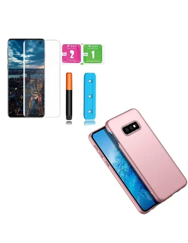 Kit Película Curved UV + Capa SlimShield Rosa para Samsung Galaxy S10e - Rosa