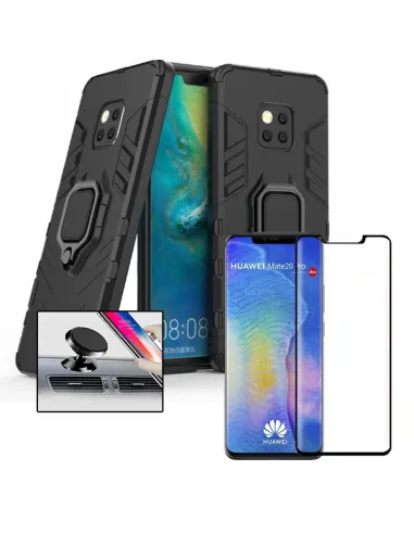 Kit Vidro Premium Full Cover + Capa Military  + Suporte Magnético para Huawei Mate 20 Pro