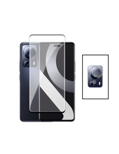 Kit Película de Camara Traseira + Vidro Temperado 5D Full Cover Curved para Xiaomi 13 Lite - Transparente/Preto