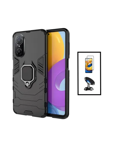 Kit Vidro Premium Full Cover + Capa Military  + Suporte Magnético para Huawei Nova 9 SE - Preto