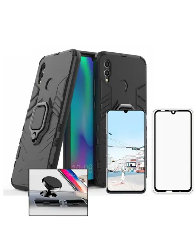 Kit Vidro Premium Full Cover + Capa Military  + Suporte Magnético para Huawei P Smart 2019