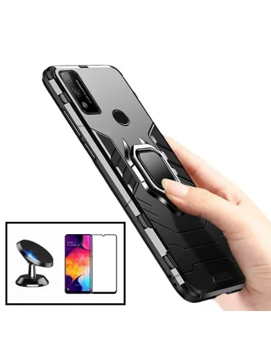 Kit Vidro Premium Full Cover + Capa Military  + Suporte Magnético para Huawei P Smart 2020