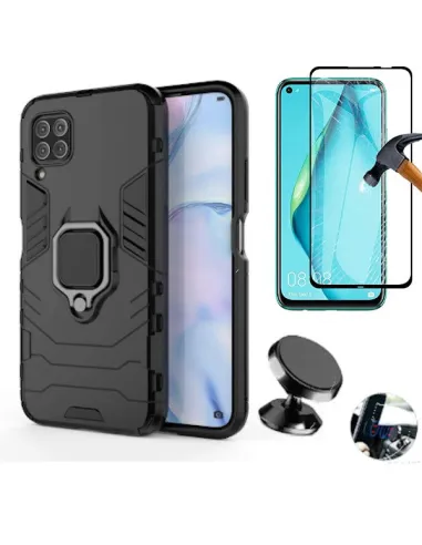 Kit Vidro Premium Full Cover + Capa Military  + Suporte Magnético para Huawei P40 Lite