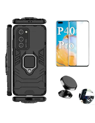 Kit Vidro Premium Full Cover + Capa Military  + Suporte Magnético para Huawei P40 Pro+ Plus