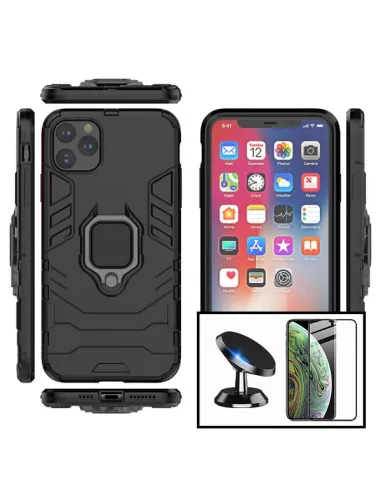 Kit Vidro Premium Full Cover + Capa Military  + Suporte Magnético para iPhone 12 Mini