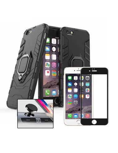 Kit Vidro Premium Full Cover + Capa Military  + Suporte Magnético para iPhone 6 / 6S