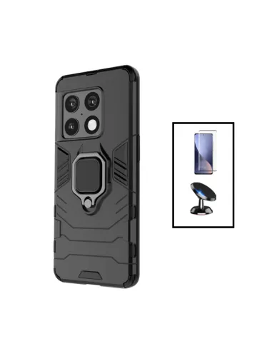 Kit Vidro Premium Full Cover + Capa Military  + Suporte Magnético para OnePlus 10T - Preto