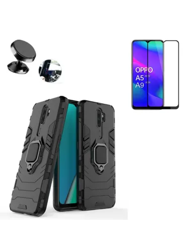 Kit Vidro Premium Full Cover + Capa Military  + Suporte Magnético para Oppo A11