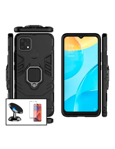 Kit Vidro Premium Full Cover + Capa Military  + Suporte Magnético para Oppo A15