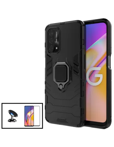 Kit Vidro Premium Full Cover + Capa Military  + Suporte Magnético para Oppo A74