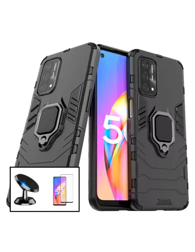 Kit Vidro Premium Full Cover + Capa Military  + Suporte Magnético para Oppo A93s 5G