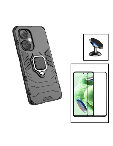 Kit Vidro Premium Full Cover + Capa Military  + Suporte Magnético para Oppo K11X - Preto