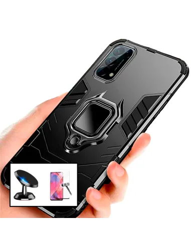 Kit Vidro Premium Full Cover + Capa Military  + Suporte Magnético para Oppo Reno5 4G