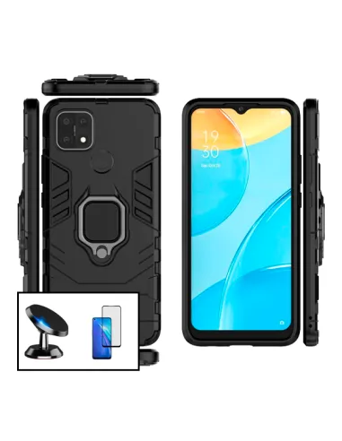 Kit Vidro Premium Full Cover + Capa Military  + Suporte Magnético para Realme C15