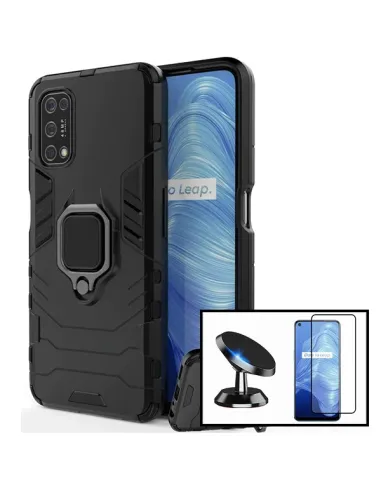 Kit Vidro Premium Full Cover + Capa Military  + Suporte Magnético para Realme V5 5G