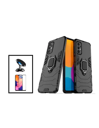 Kit Vidro Premium Full Cover + Capa Military  + Suporte Magnético para Samsung Galaxy A23 - Preto