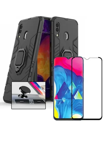 Kit Vidro Premium Full Cover + Capa Military  + Suporte Magnético para Samsung Galaxy A30