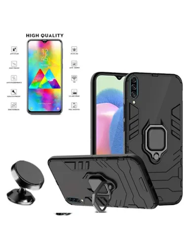 Kit Vidro Premium Full Cover + Capa Military  + Suporte Magnético para Samsung Galaxy A30s