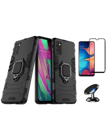 Kit Vidro Premium Full Cover + Capa Military  + Suporte Magnético para Samsung Galaxy A41